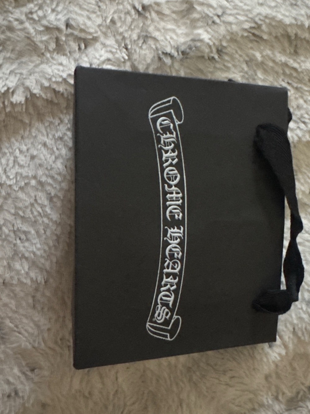 Chrome Hearts Black Shopping Bag with White Logo and Black Handles